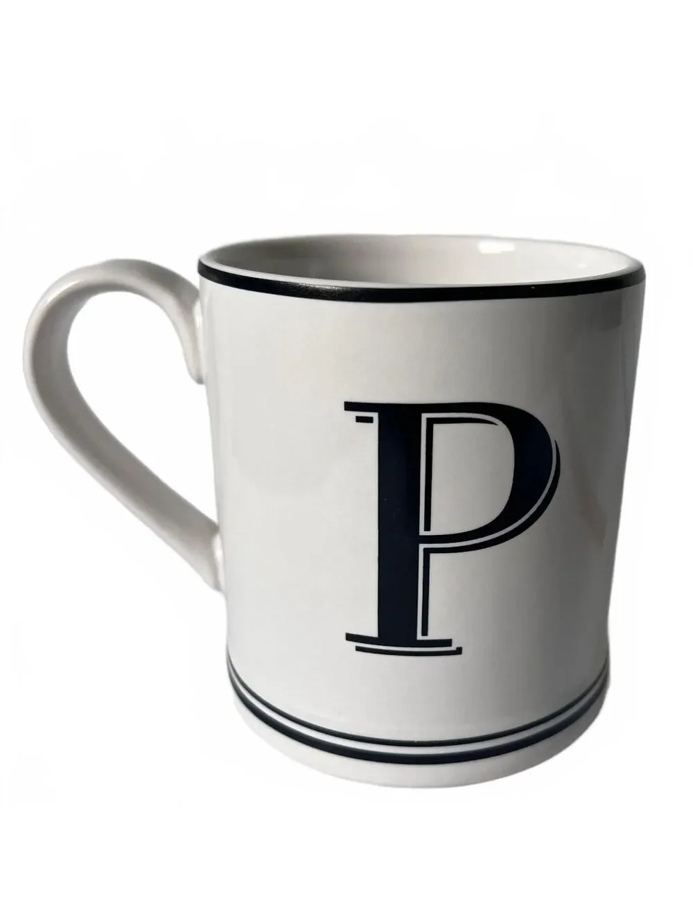 Sur La Table Monogram Mug French Bistro Stoneware Letter 